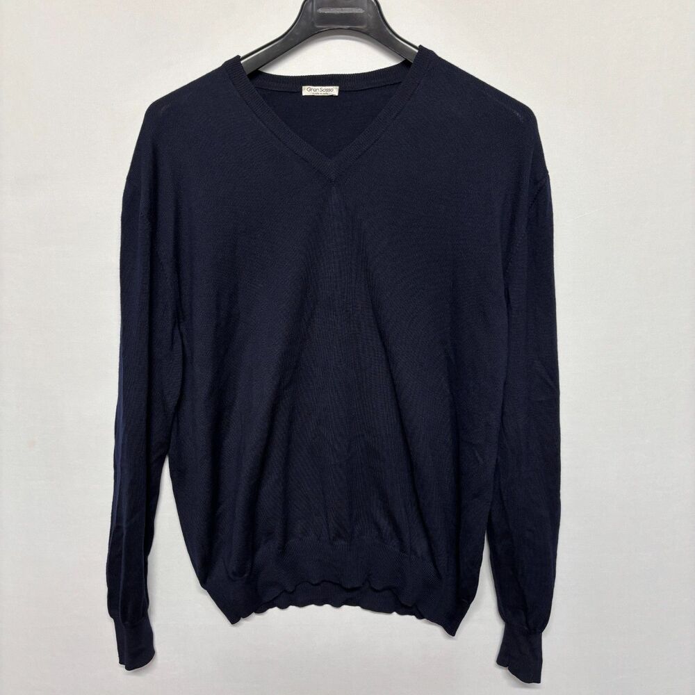 Gran Sasso Men 100% Wool Sweater Size 58 V-Neck Italy C130 -15